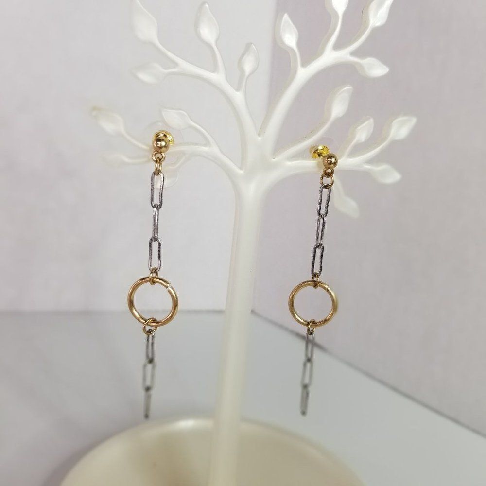 Area Stars Two Tone Drop Earrings